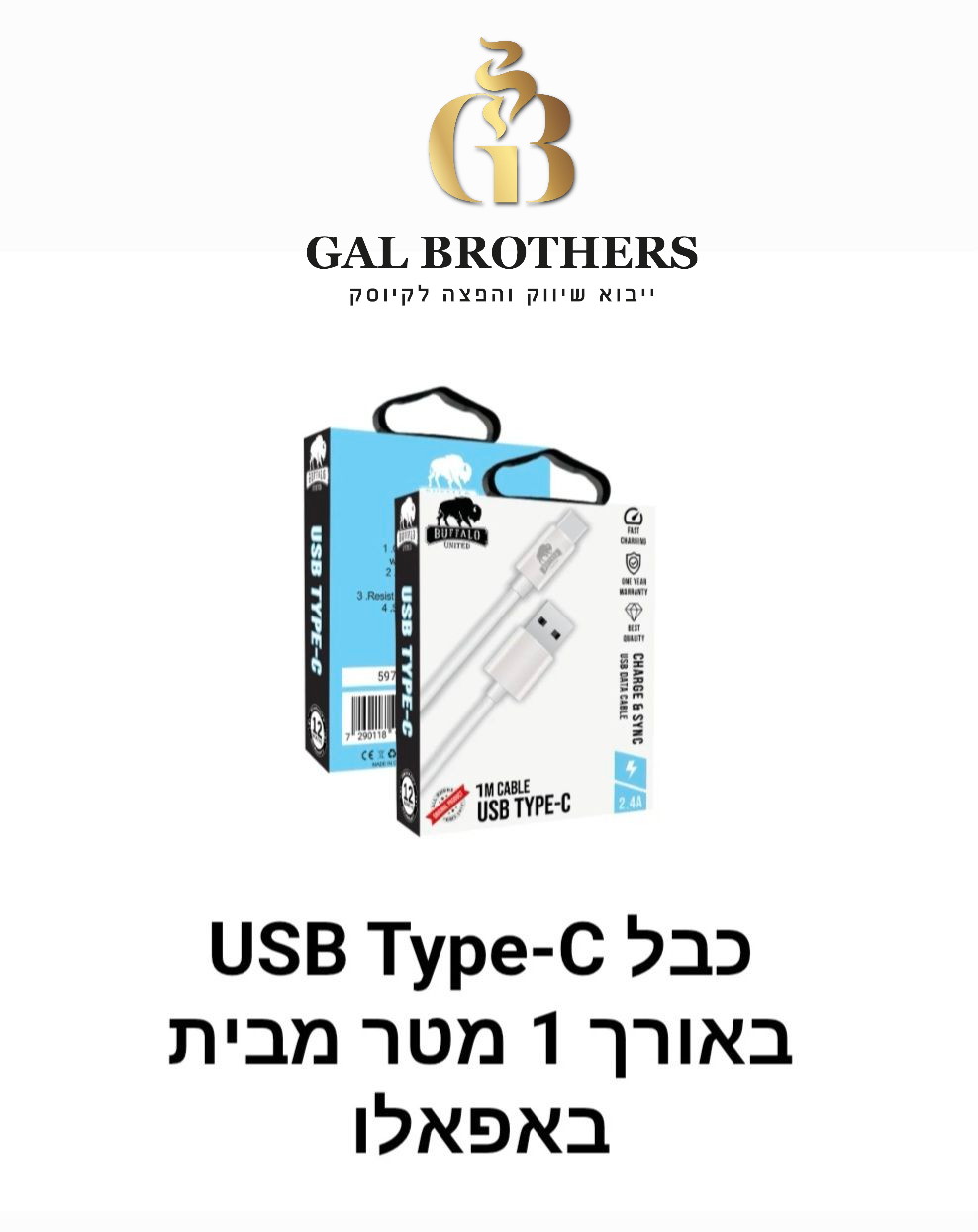 כבל באורך 1 מטר BUFFALO USB TYPE-C